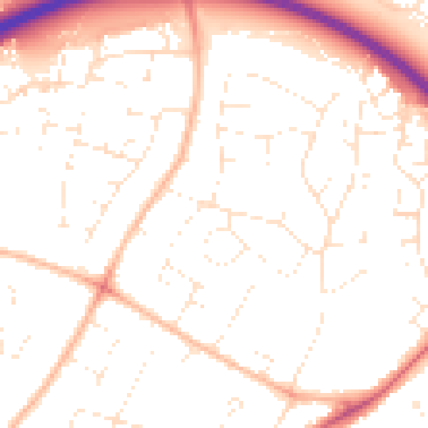 Daytime road noise heatmap for GL2 0DW