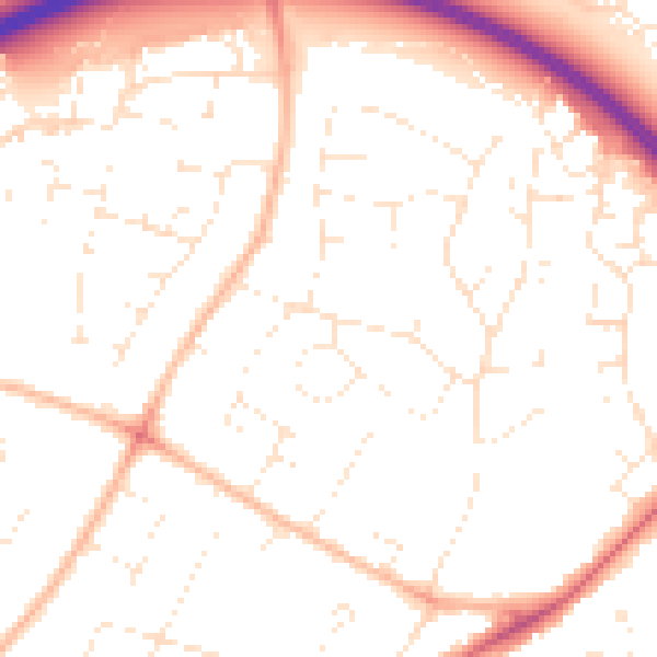 Daytime road noise heatmap for GL2 0DX