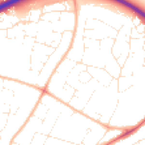 Daytime road noise heatmap for GL2 0DY