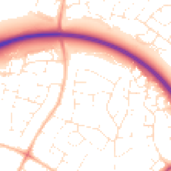 Daytime road noise heatmap for GL2 0EG