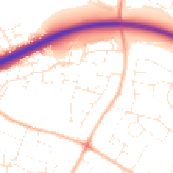 Daytime road noise heatmap for GL2 0EJ
