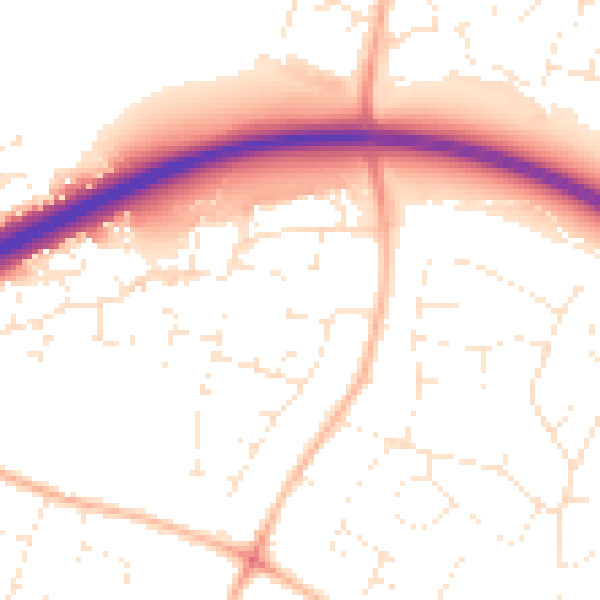 Daytime road noise heatmap for GL2 0EL