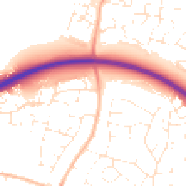 Daytime road noise heatmap for GL2 0EX