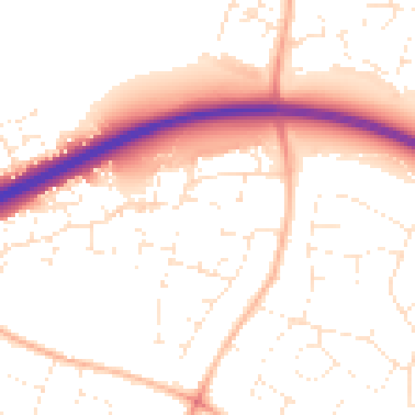Daytime road noise heatmap for GL2 0EZ