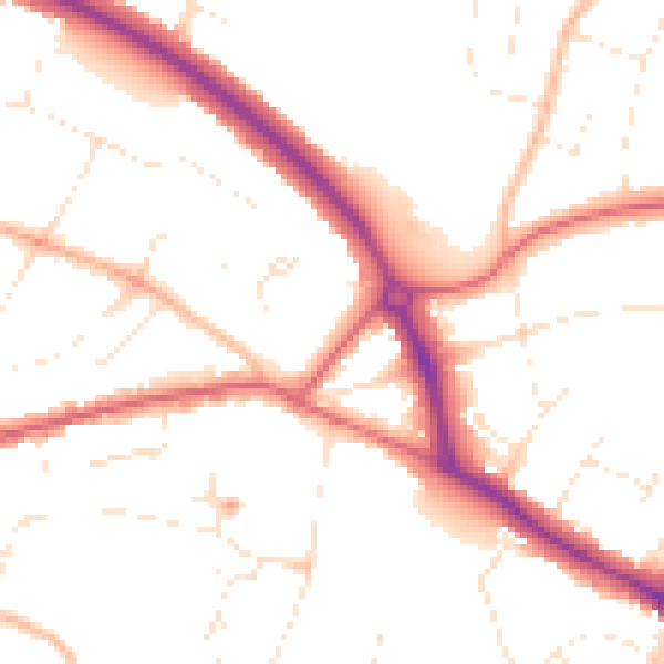 Daytime road noise heatmap for GL2 0JE