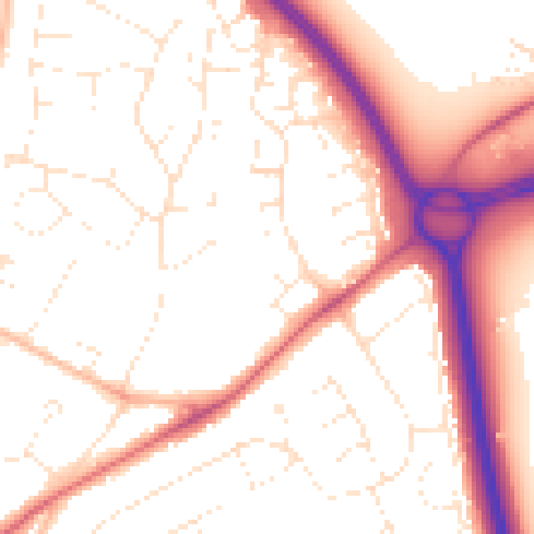 Daytime road noise heatmap for GL2 0NN