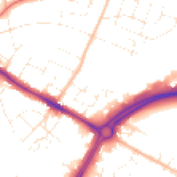 Daytime road noise heatmap for GL2 0NS