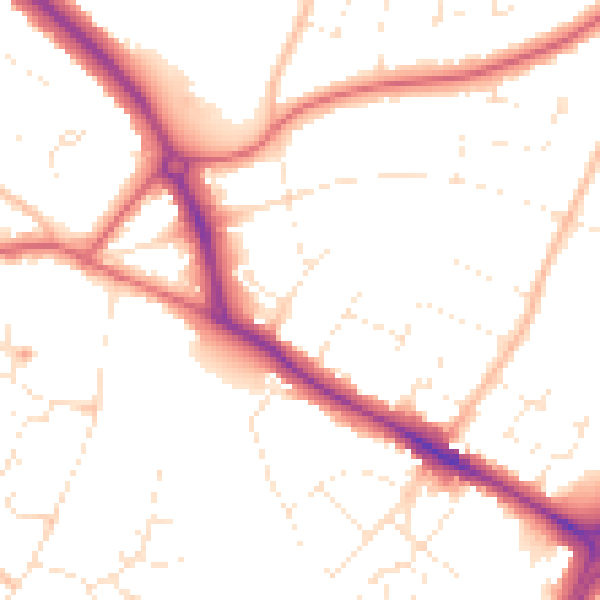 Daytime road noise heatmap for GL2 0QR