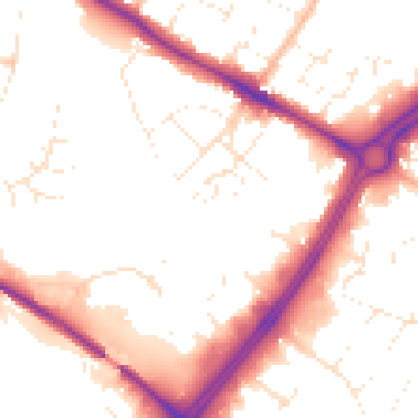 Daytime road noise heatmap for GL2 0RT