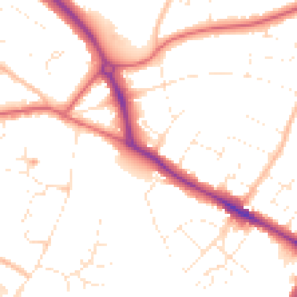 Daytime road noise heatmap for GL2 0RU