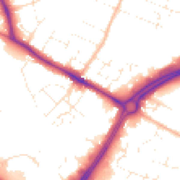 Daytime road noise heatmap for GL2 0SG