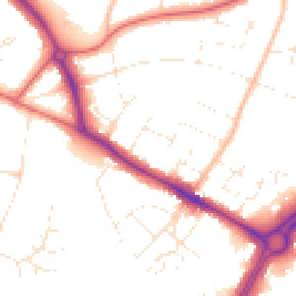 Daytime road noise heatmap for GL2 0SN