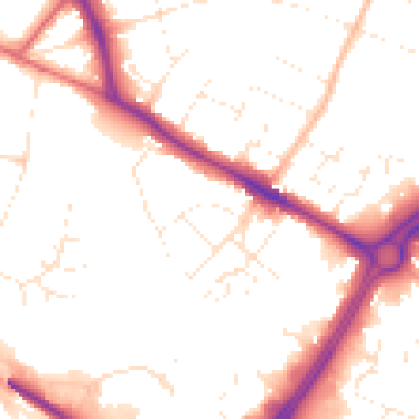Daytime road noise heatmap for GL2 0SU