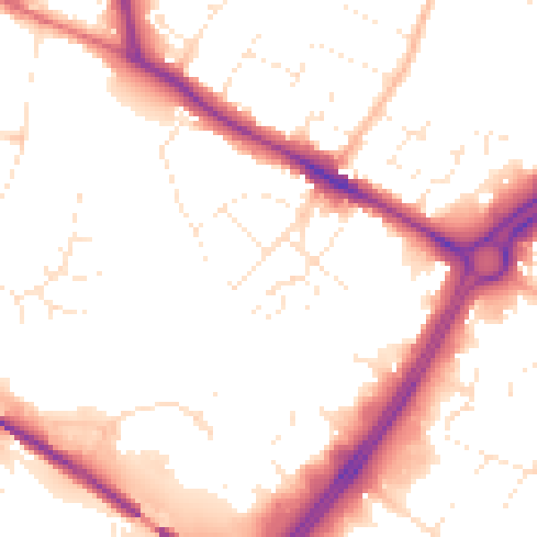 Daytime road noise heatmap for GL2 0SW