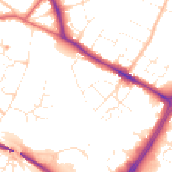 Daytime road noise heatmap for GL2 0SX