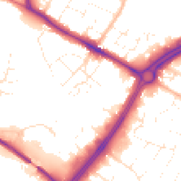 Daytime road noise heatmap for GL2 0TE