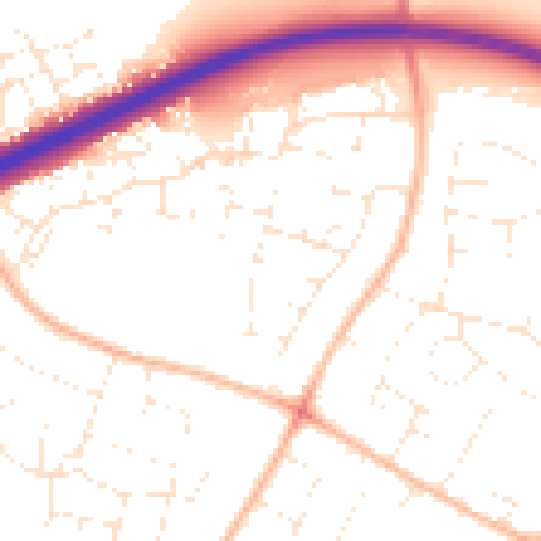 Daytime road noise heatmap for GL2 0TR