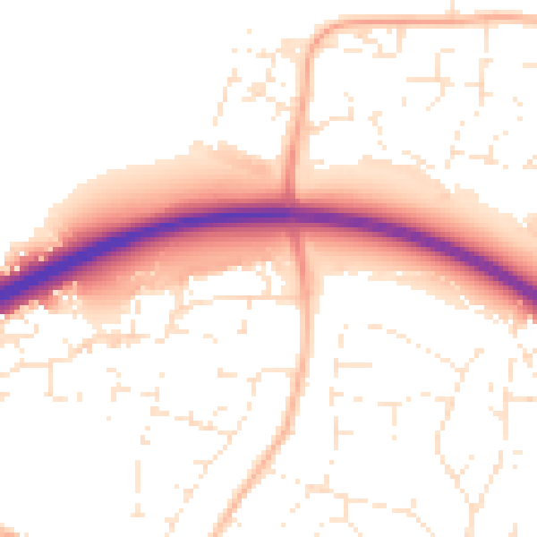 Daytime road noise heatmap for GL2 0TY