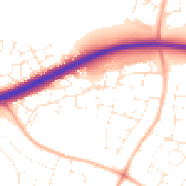 Daytime road noise heatmap for GL2 0UE