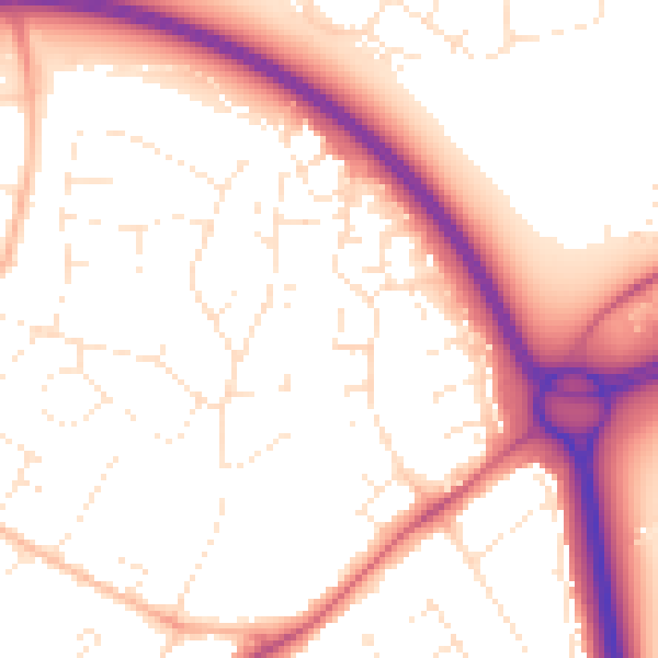 Daytime road noise heatmap for GL2 0XA
