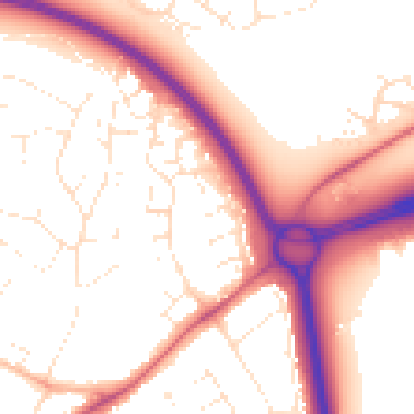 Daytime road noise heatmap for GL2 0XJ