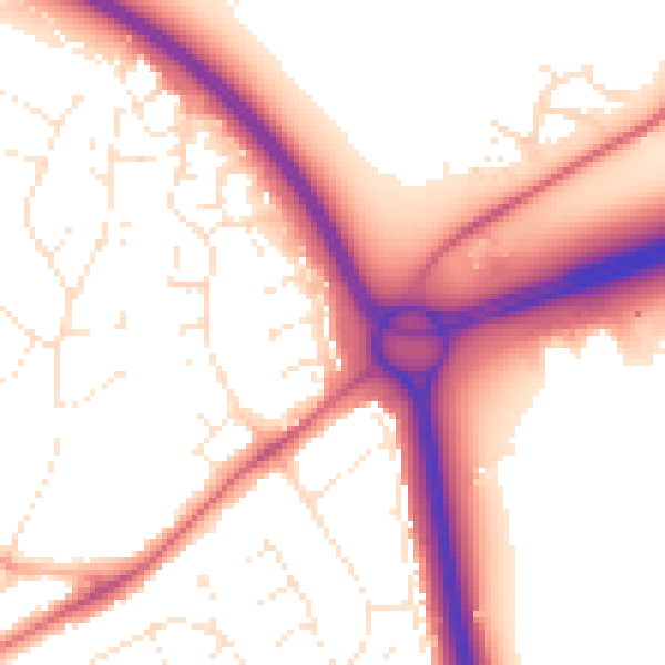 Daytime road noise heatmap for GL2 0XN