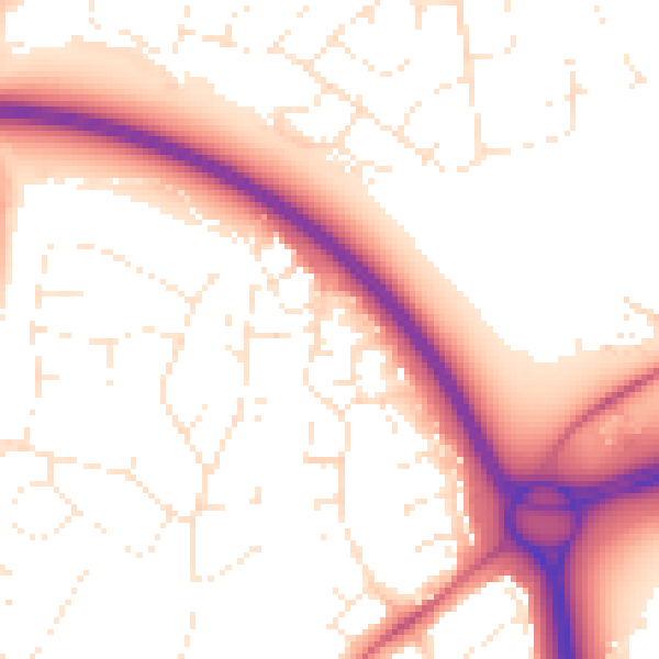 Daytime road noise heatmap for GL2 0XP