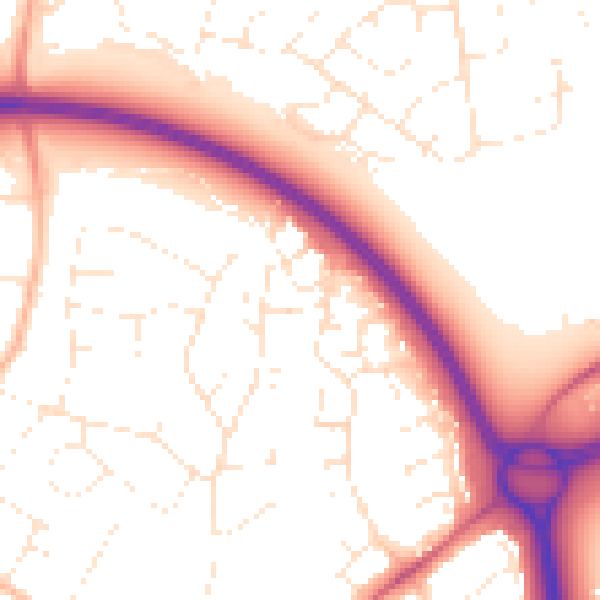 Daytime road noise heatmap for GL2 0XR