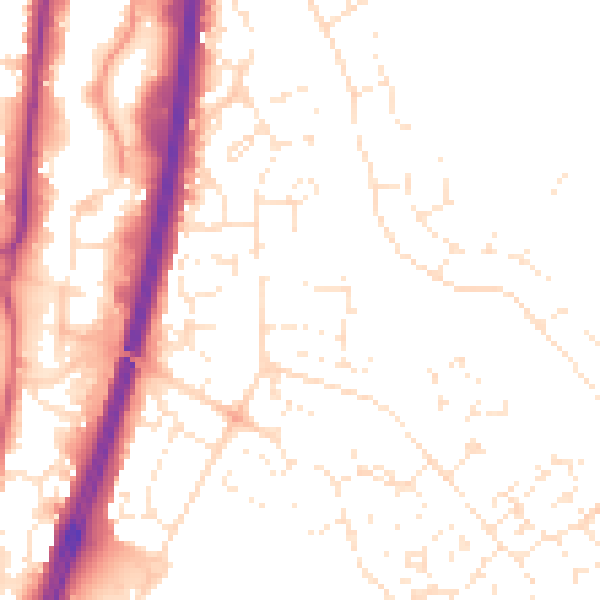 Daytime road noise heatmap for GL2 2BG