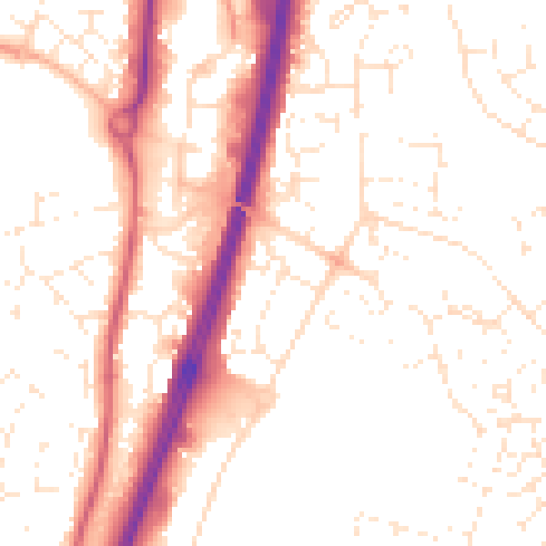 Daytime road noise heatmap for GL2 2BW