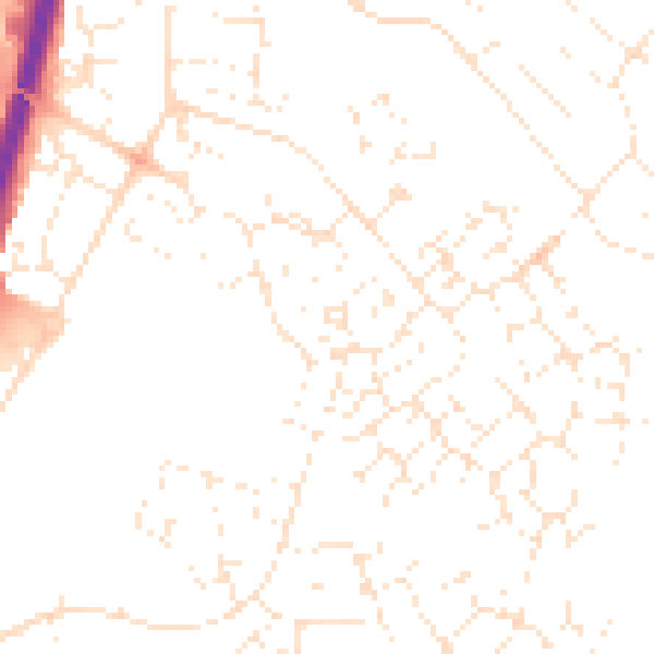 Daytime road noise heatmap for GL2 2DY