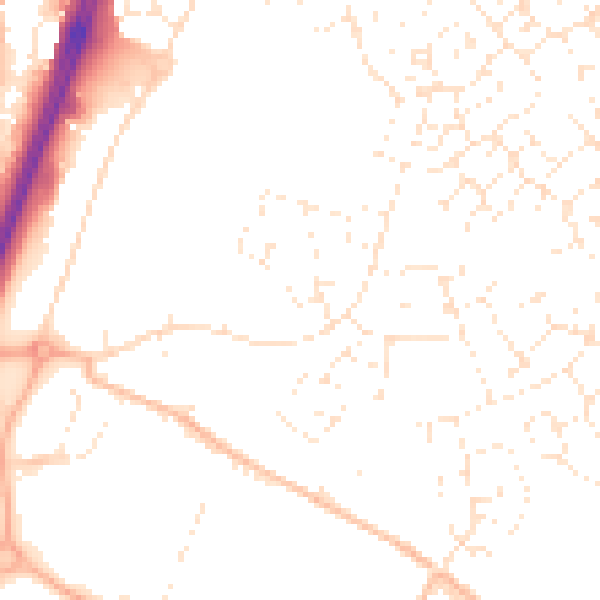 Daytime road noise heatmap for GL2 2GQ