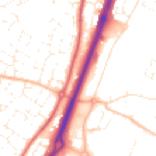 Daytime road noise heatmap for GL2 4BT