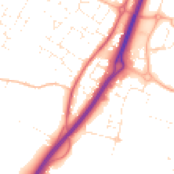 Daytime road noise heatmap for GL2 4DJ