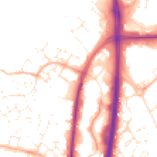 Daytime road noise heatmap for GL2 4DL