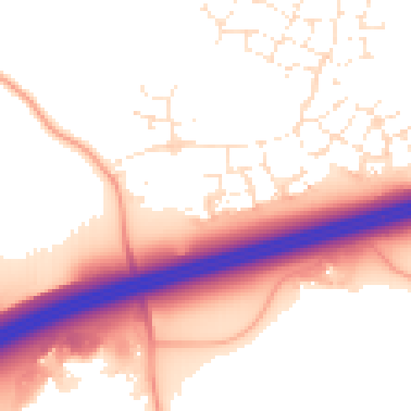 Daytime road noise heatmap for GL2 4EA