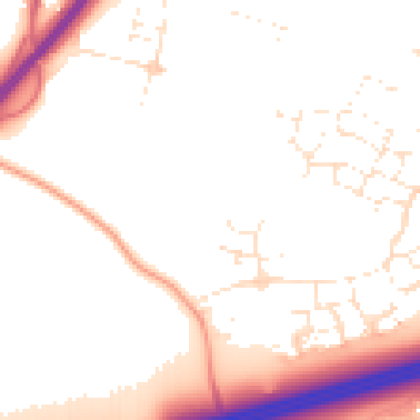 Daytime road noise heatmap for GL2 4EU