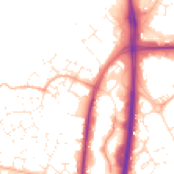 Daytime road noise heatmap for GL2 4LY