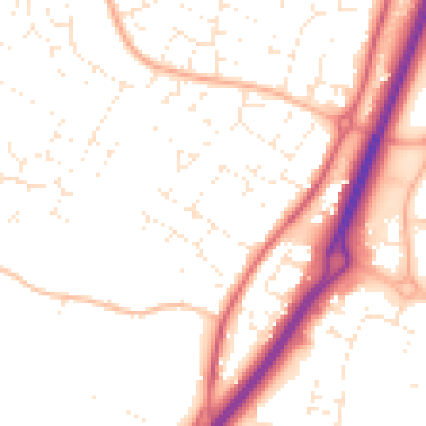 Daytime road noise heatmap for GL2 4PY