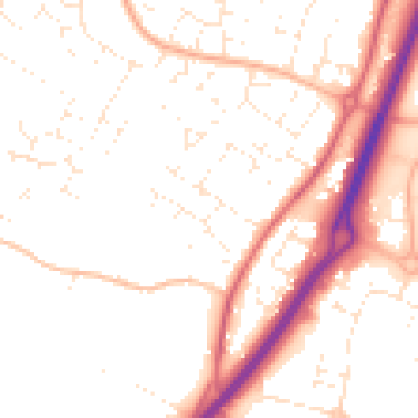 Daytime road noise heatmap for GL2 4QJ