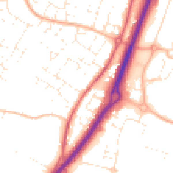 Daytime road noise heatmap for GL2 4QY