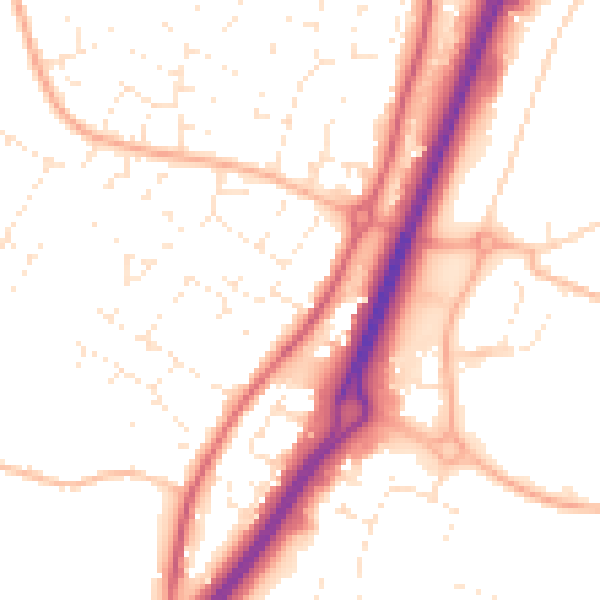 Daytime road noise heatmap for GL2 4XJ