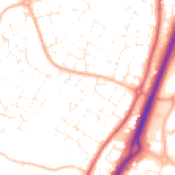 Daytime road noise heatmap for GL2 4XS