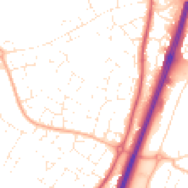 Daytime road noise heatmap for GL2 4YP