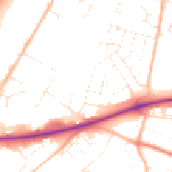 Daytime road noise heatmap for GL2 5BN