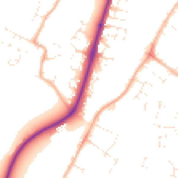 Daytime road noise heatmap for GL2 5JW