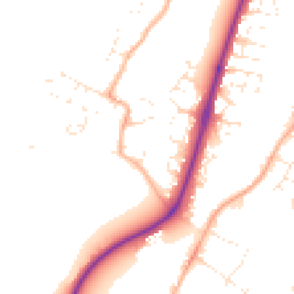Daytime road noise heatmap for GL2 5JZ