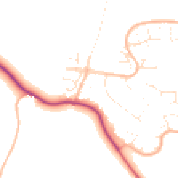 Daytime road noise heatmap for GL2 8DA