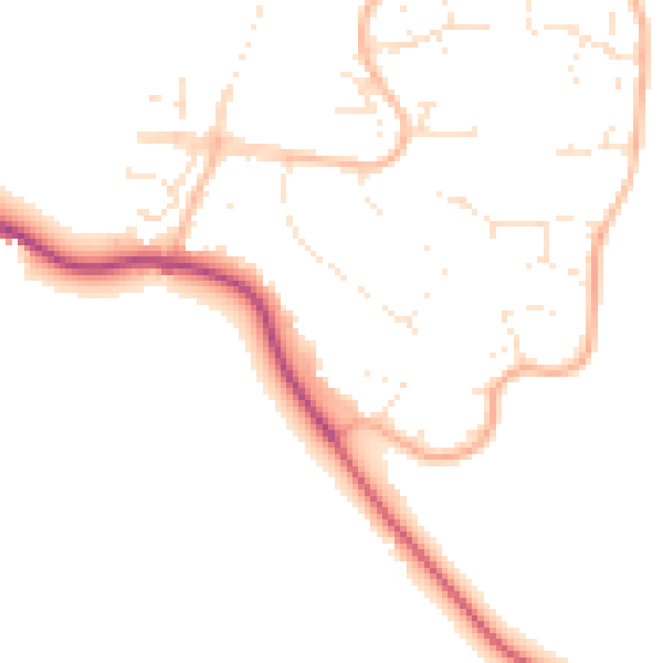 Daytime road noise heatmap for GL2 8DD