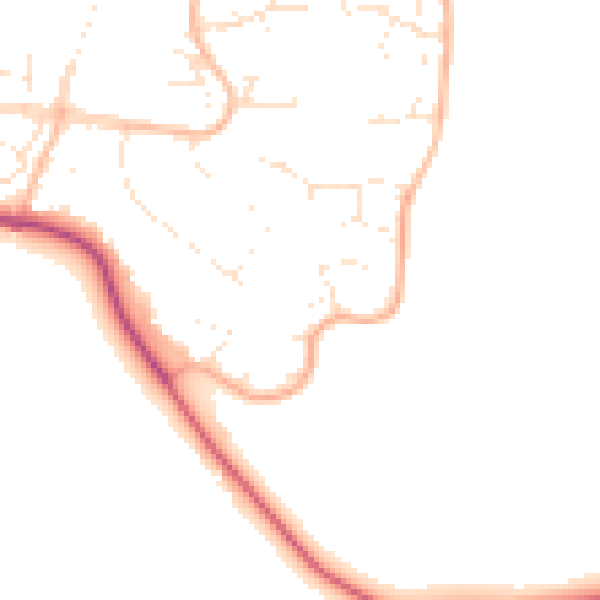 Daytime road noise heatmap for GL2 8EN